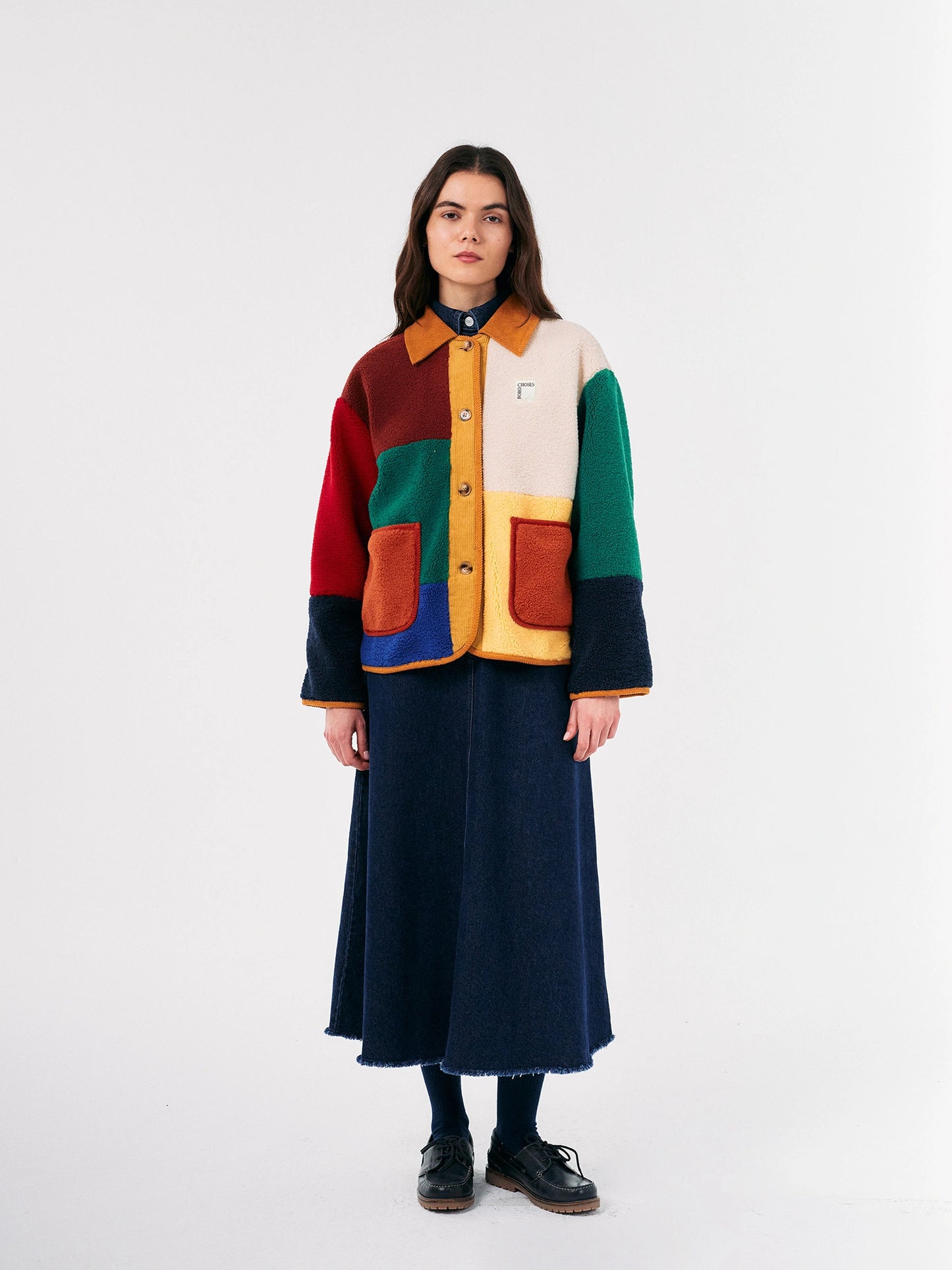 Lammfelljacke Color Block