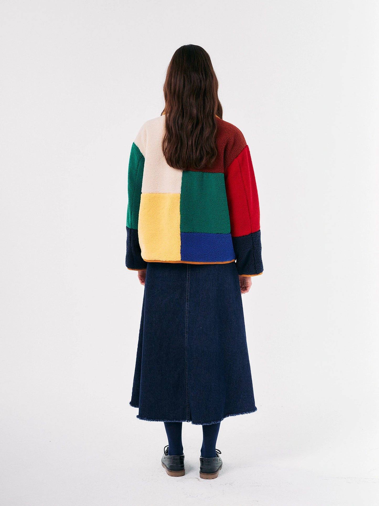 Color Block sheepskin jacket