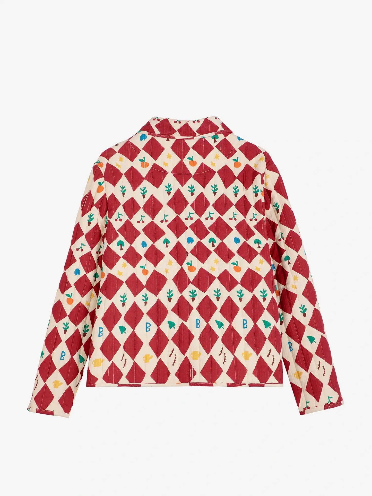 Harlequin printed quilted cropped jacket