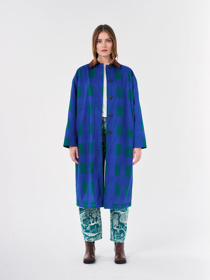 Color Game patched print long coat