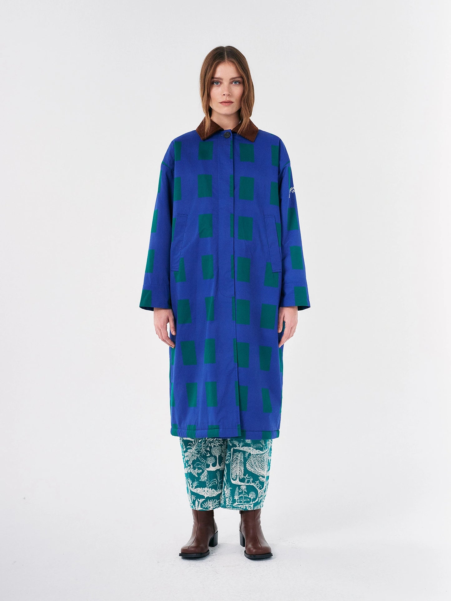 Color Game patched print long coat