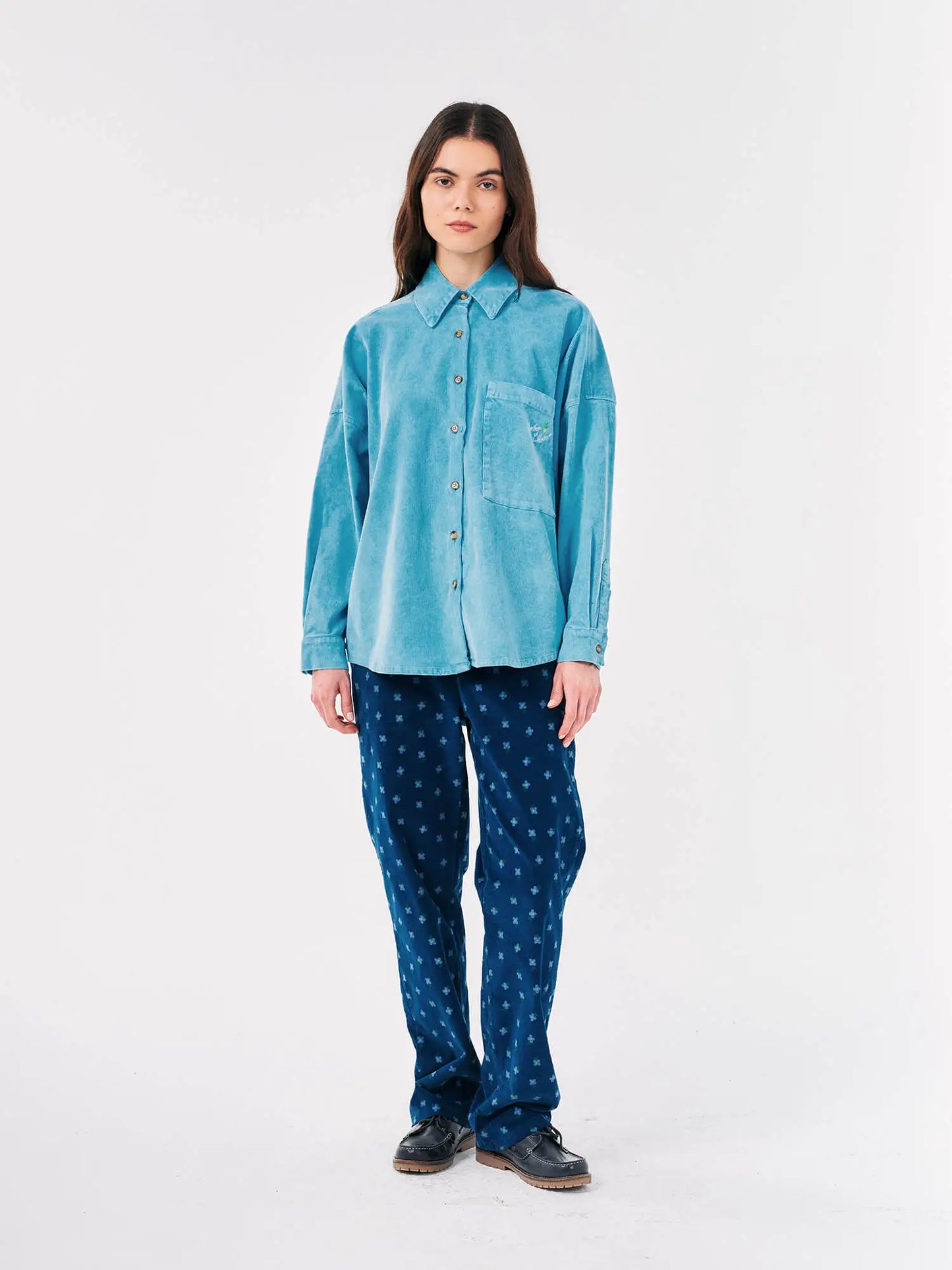 Embroidery corduroy overshirt