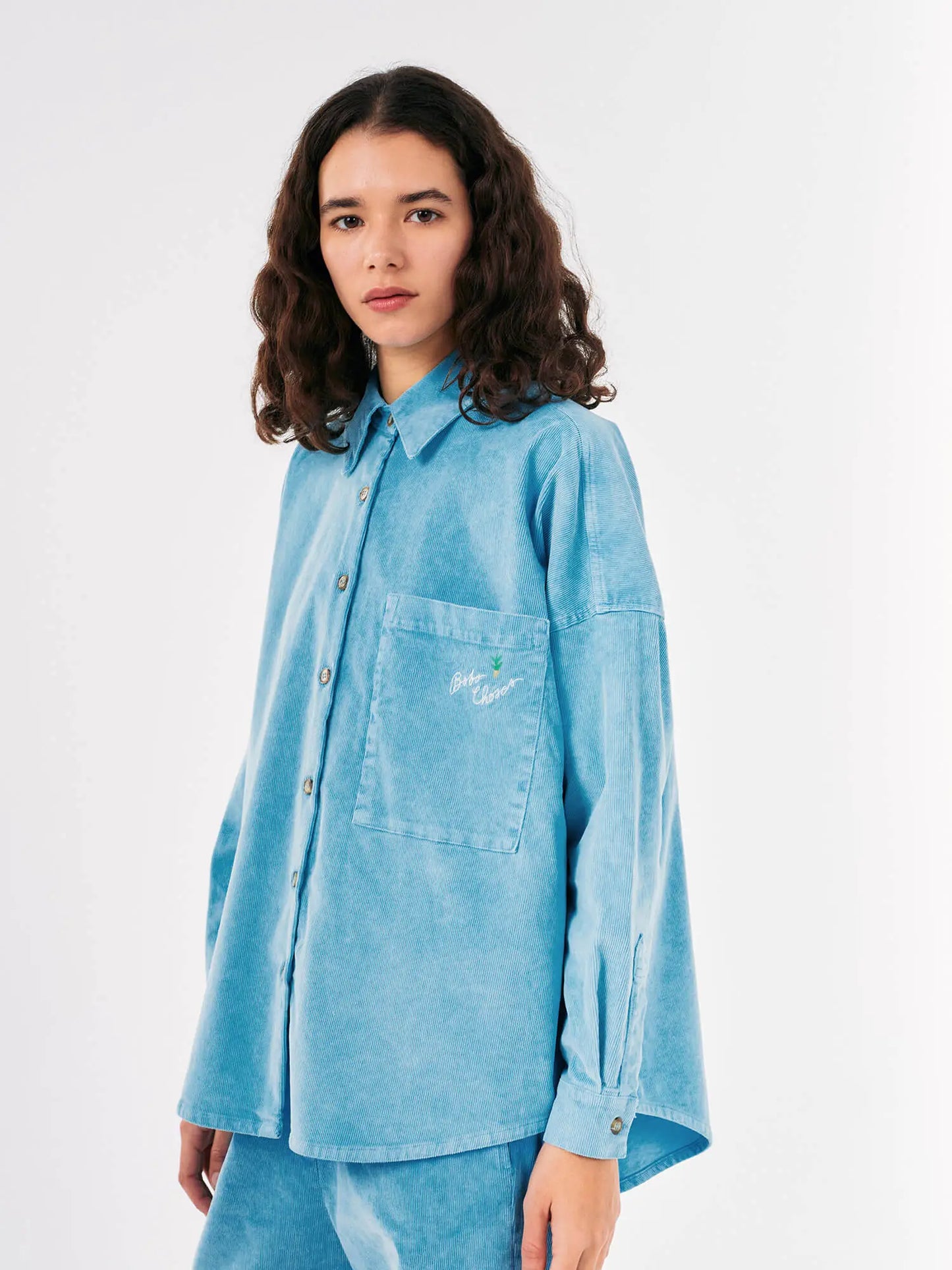 Embroidery corduroy overshirt