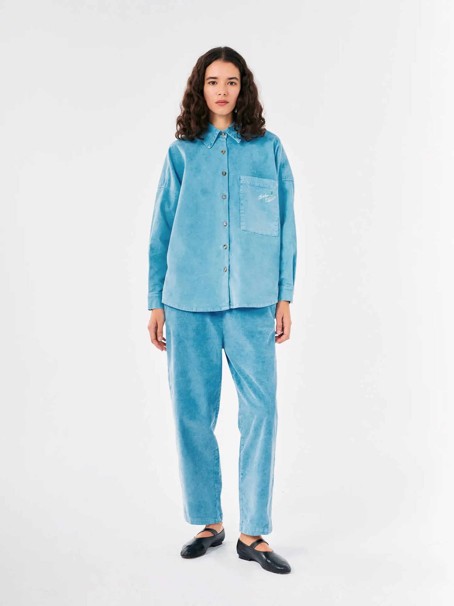 Embroidery corduroy overshirt