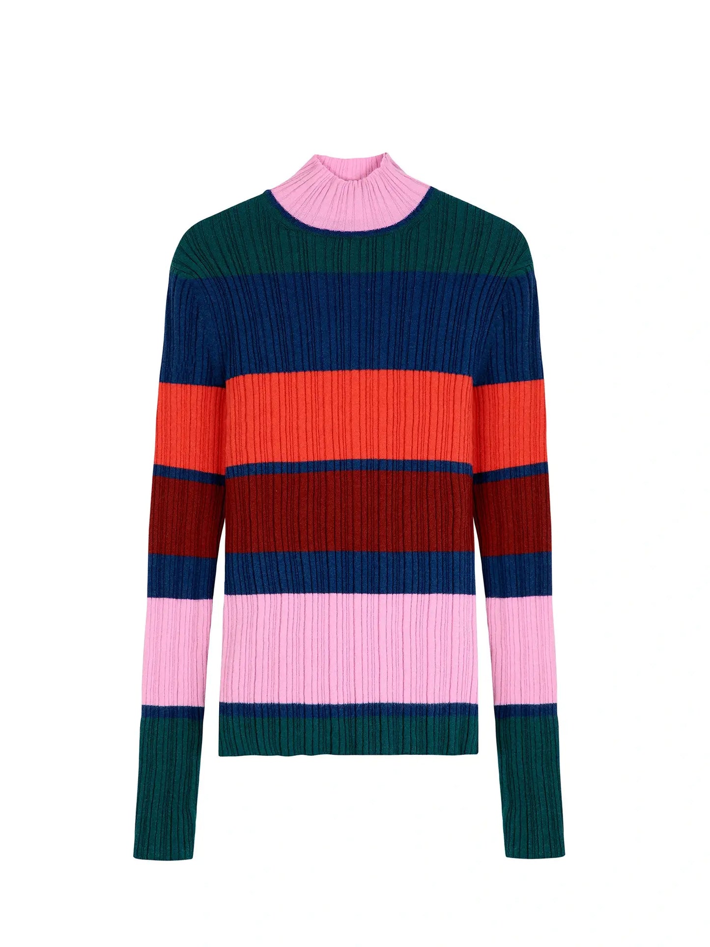 Multi stripes knitted turtle neck