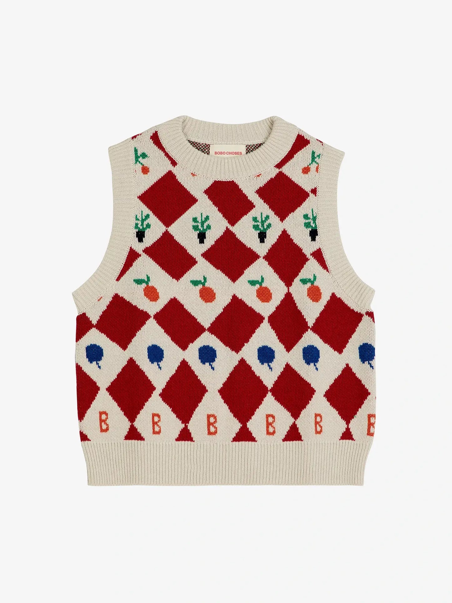 Harlequin printed knitted vest