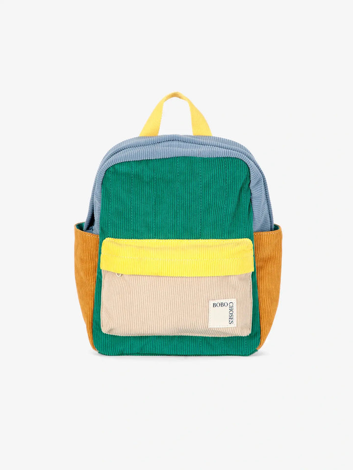 Wattierte Schultasche aus Cord Color Block