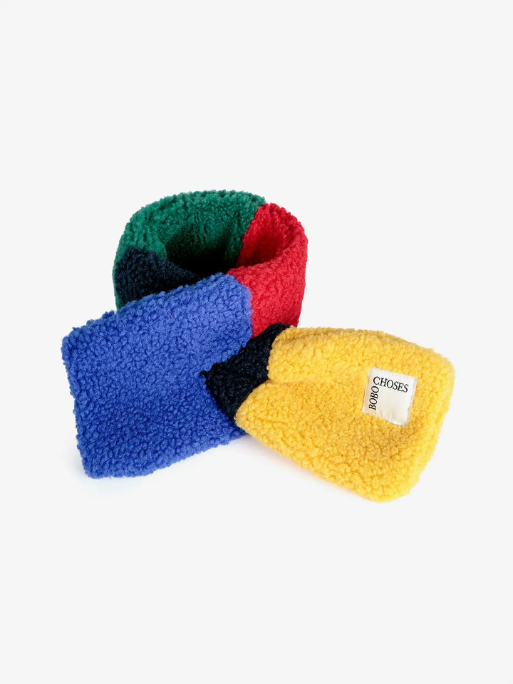 Color Block sheepskin neck warmer