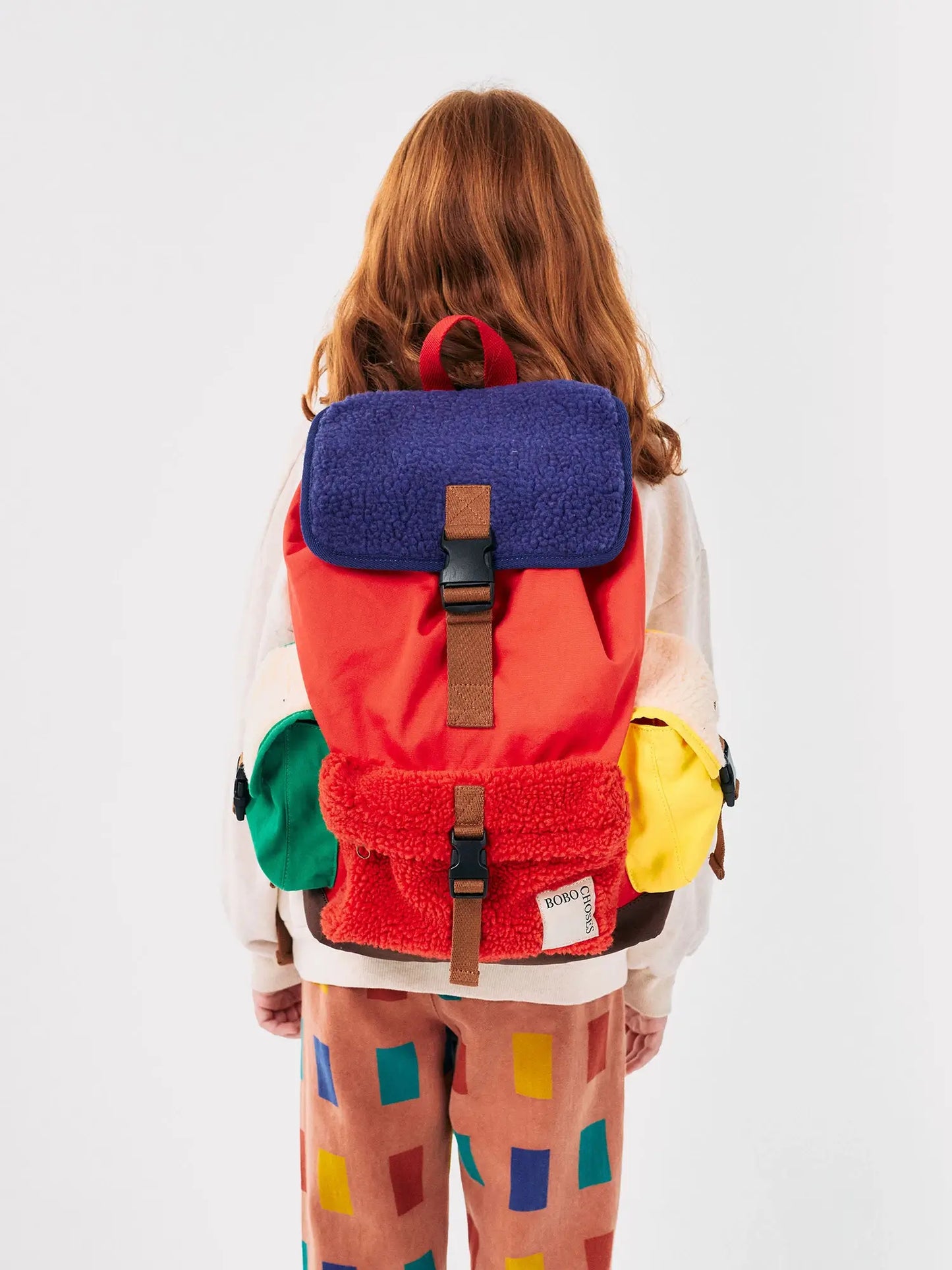 Rucksack aus Lammfell Color Block