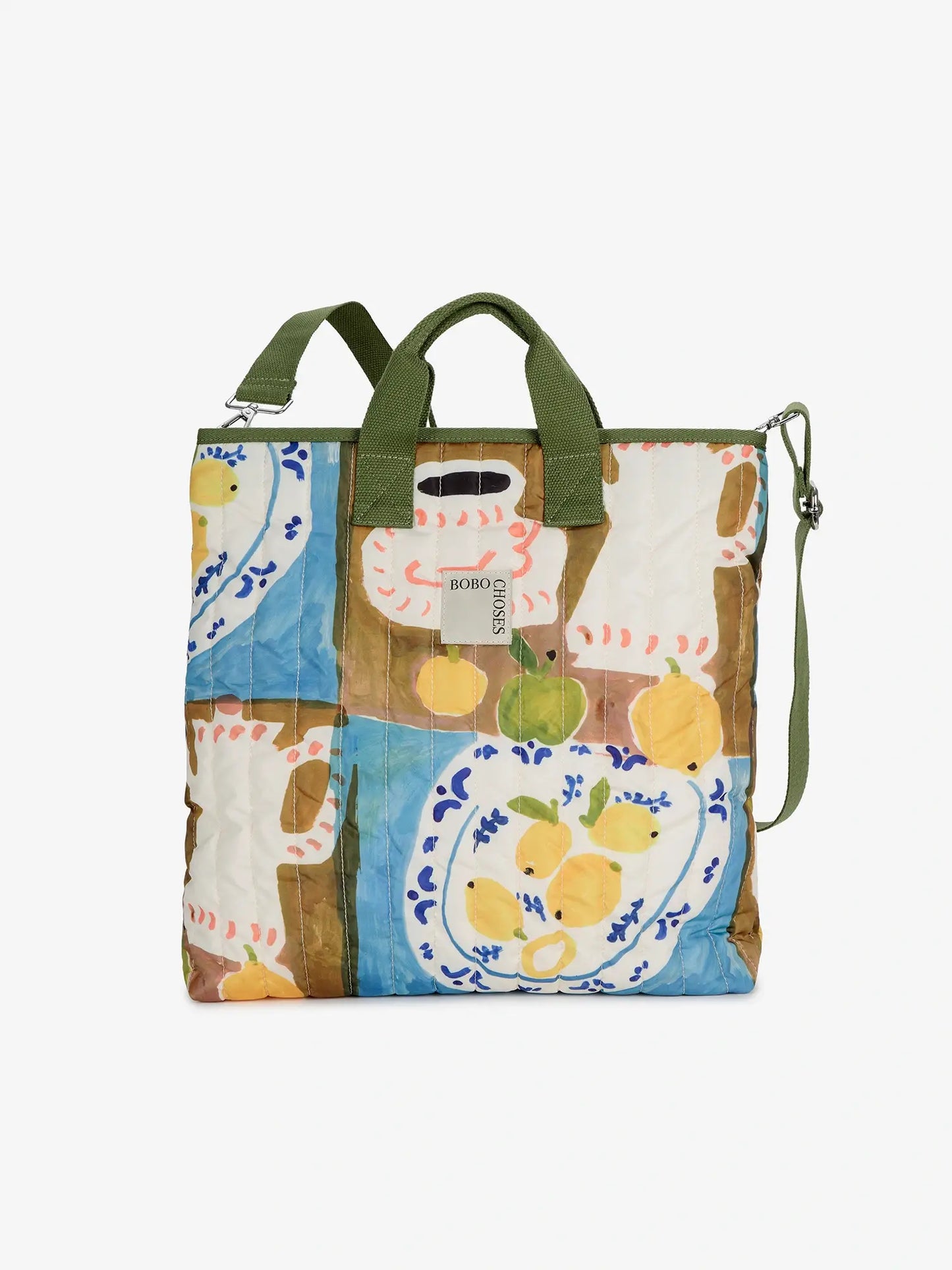 Abstract Tea time print quilted bag