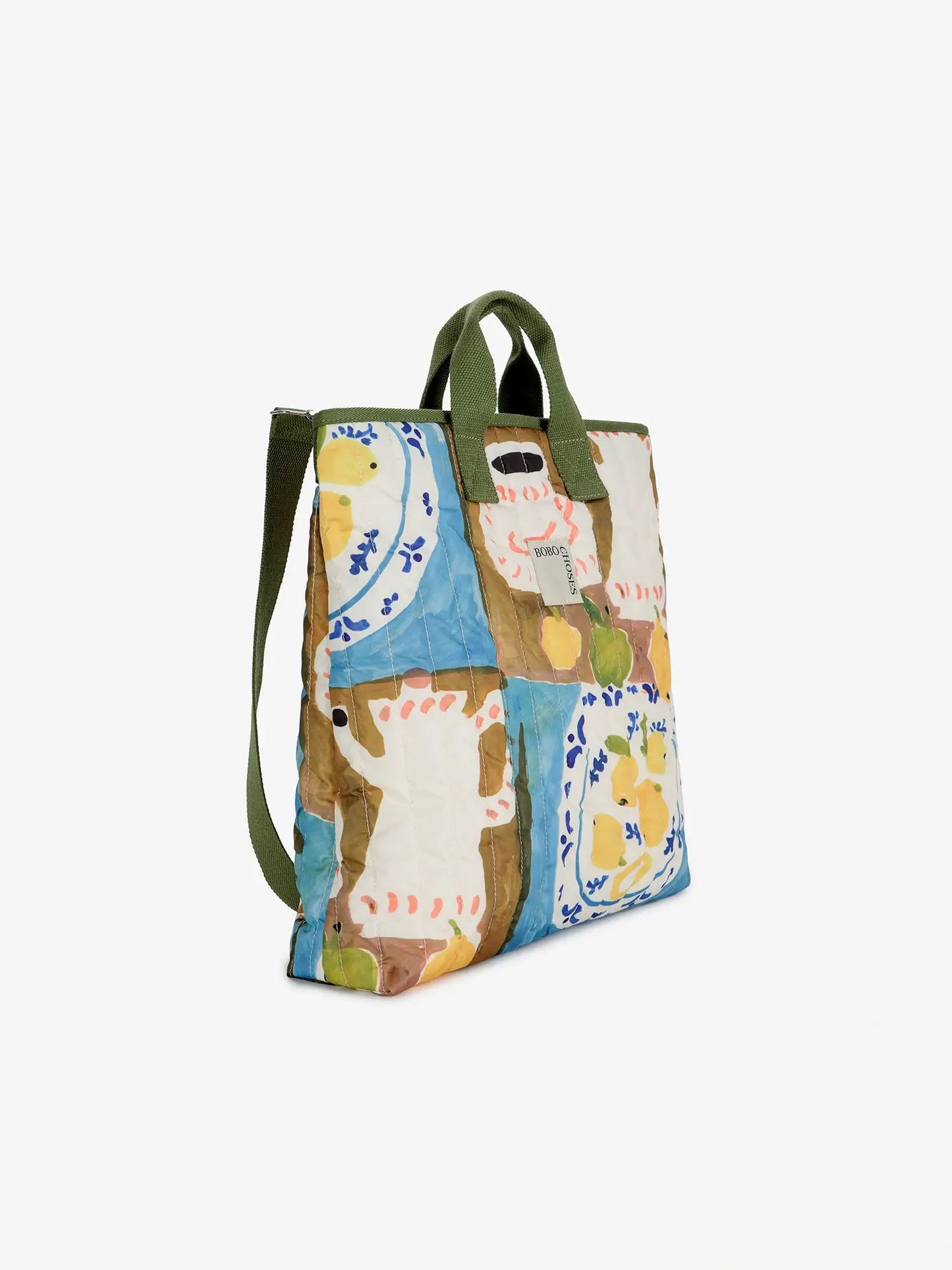 Abstract Tea time print quilted bag