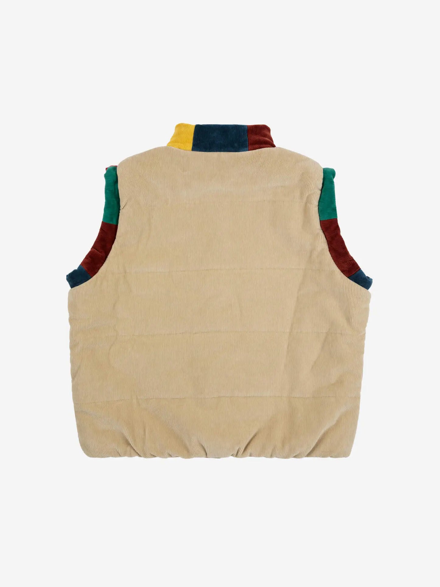 Color block pockets corduroy quilted vest