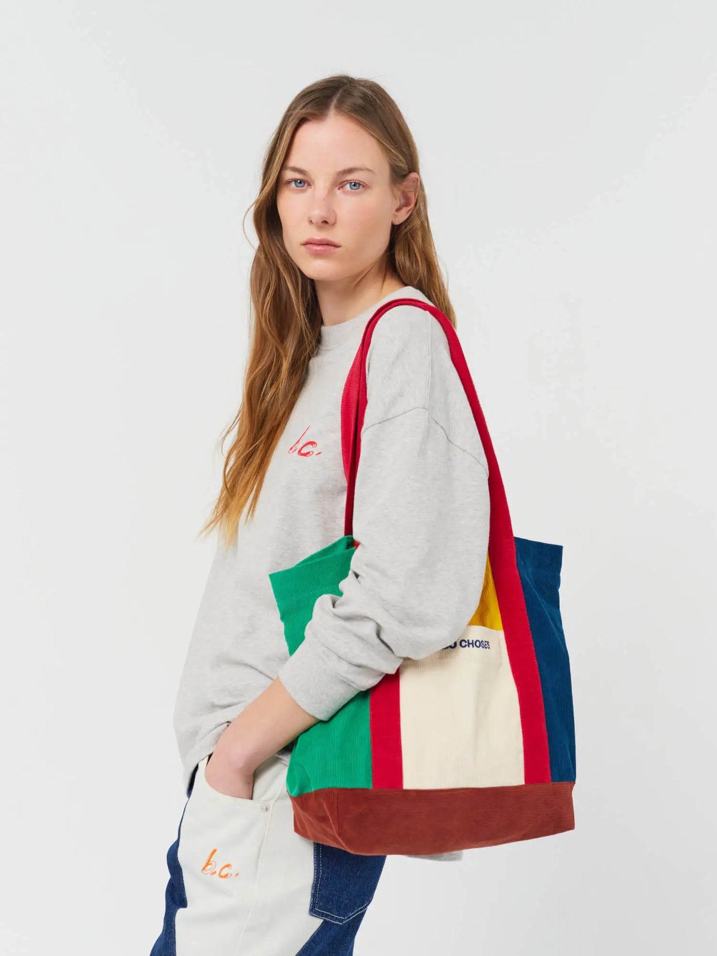 Bobo Choses color squares corduroy bag