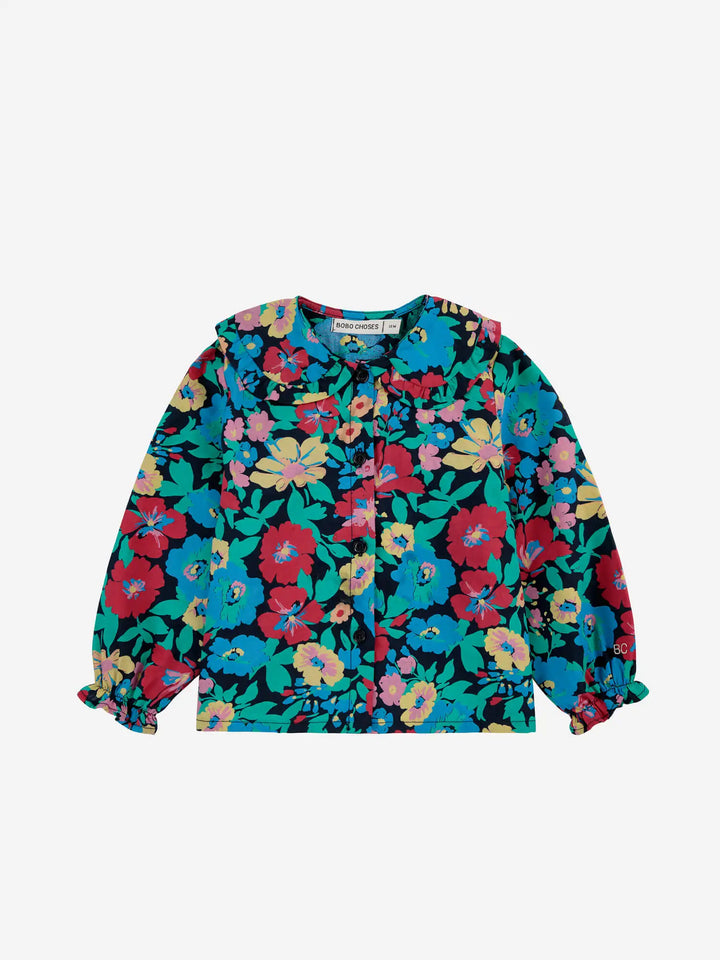 Flowers all over woven blouse