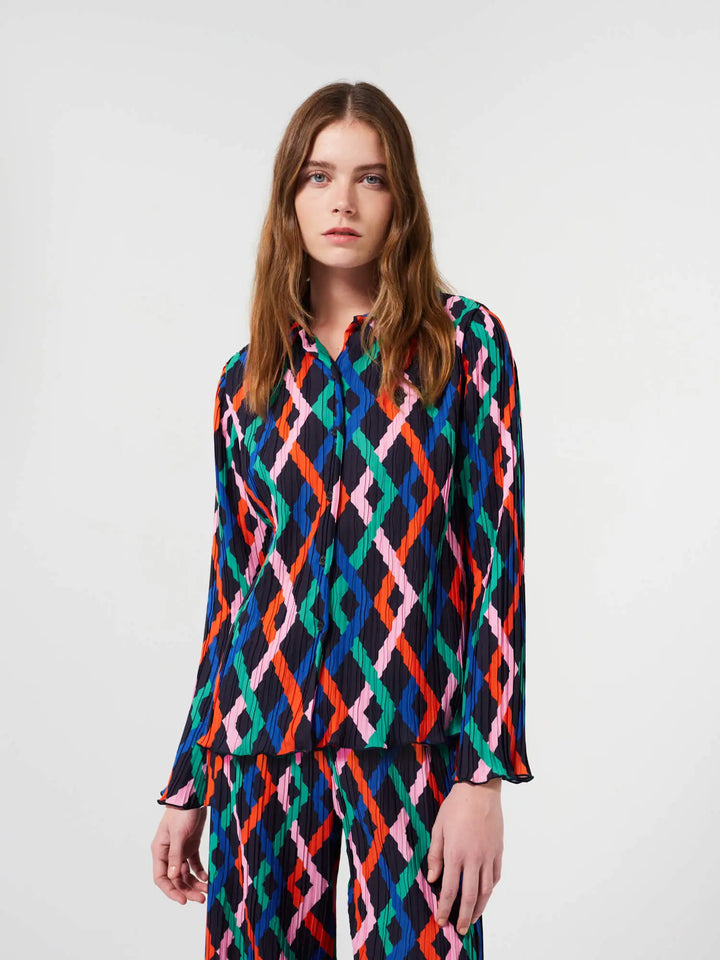 Multicolor Garland pleated shirt