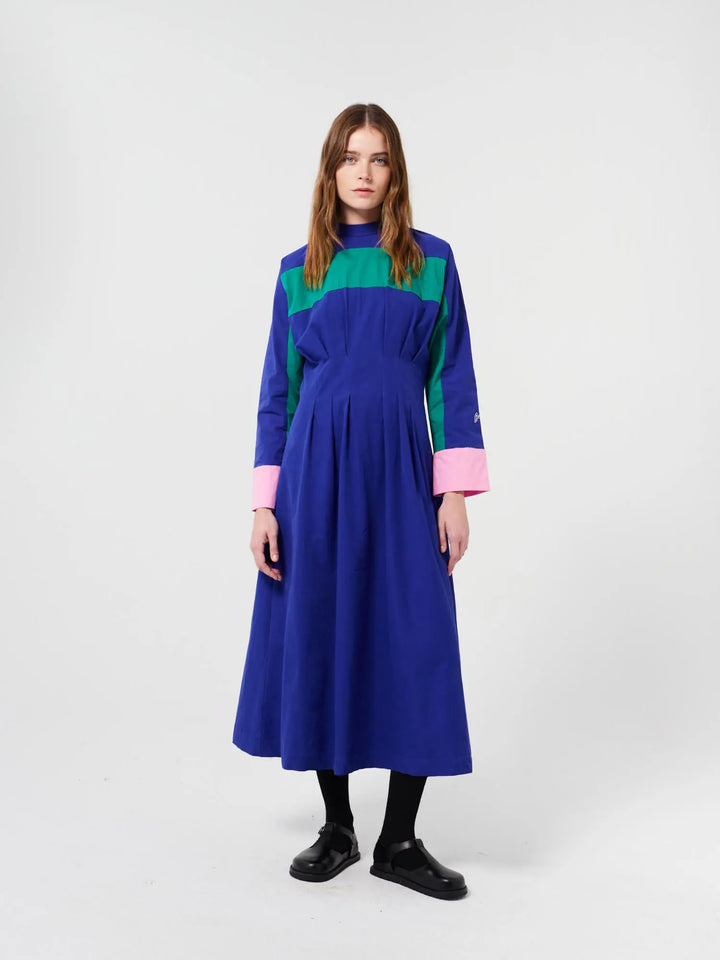 Kleid mit Stehkragen Color Block