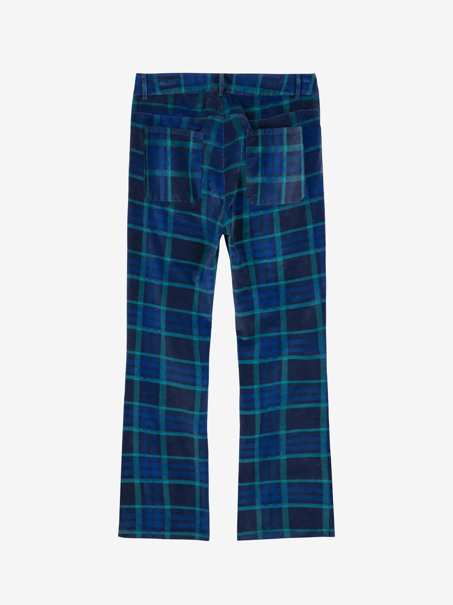 Multicolour check velvet flared pants