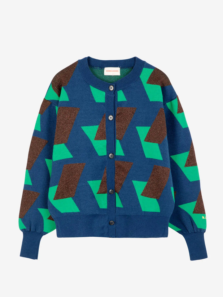 Càrdigan de punt jacquard de quadres multicolor