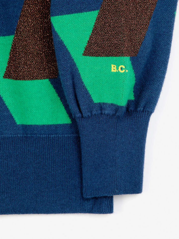 Càrdigan de punt jacquard de quadres multicolor