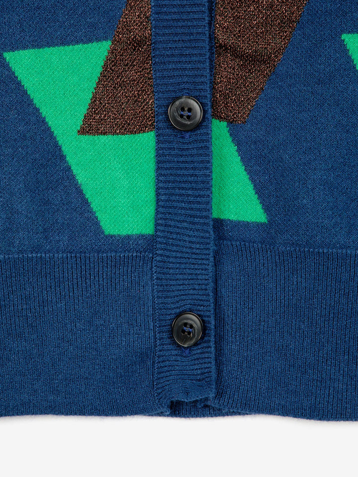 Càrdigan de punt jacquard de quadres multicolor