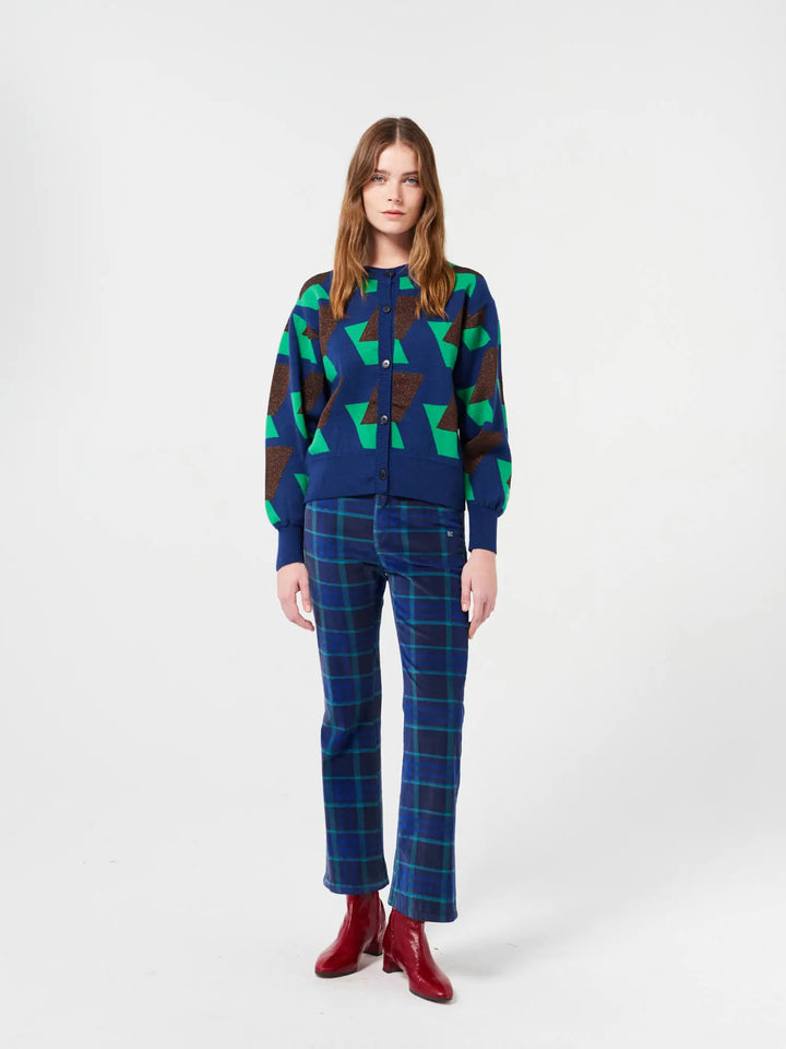 Càrdigan de punt jacquard de quadres multicolor