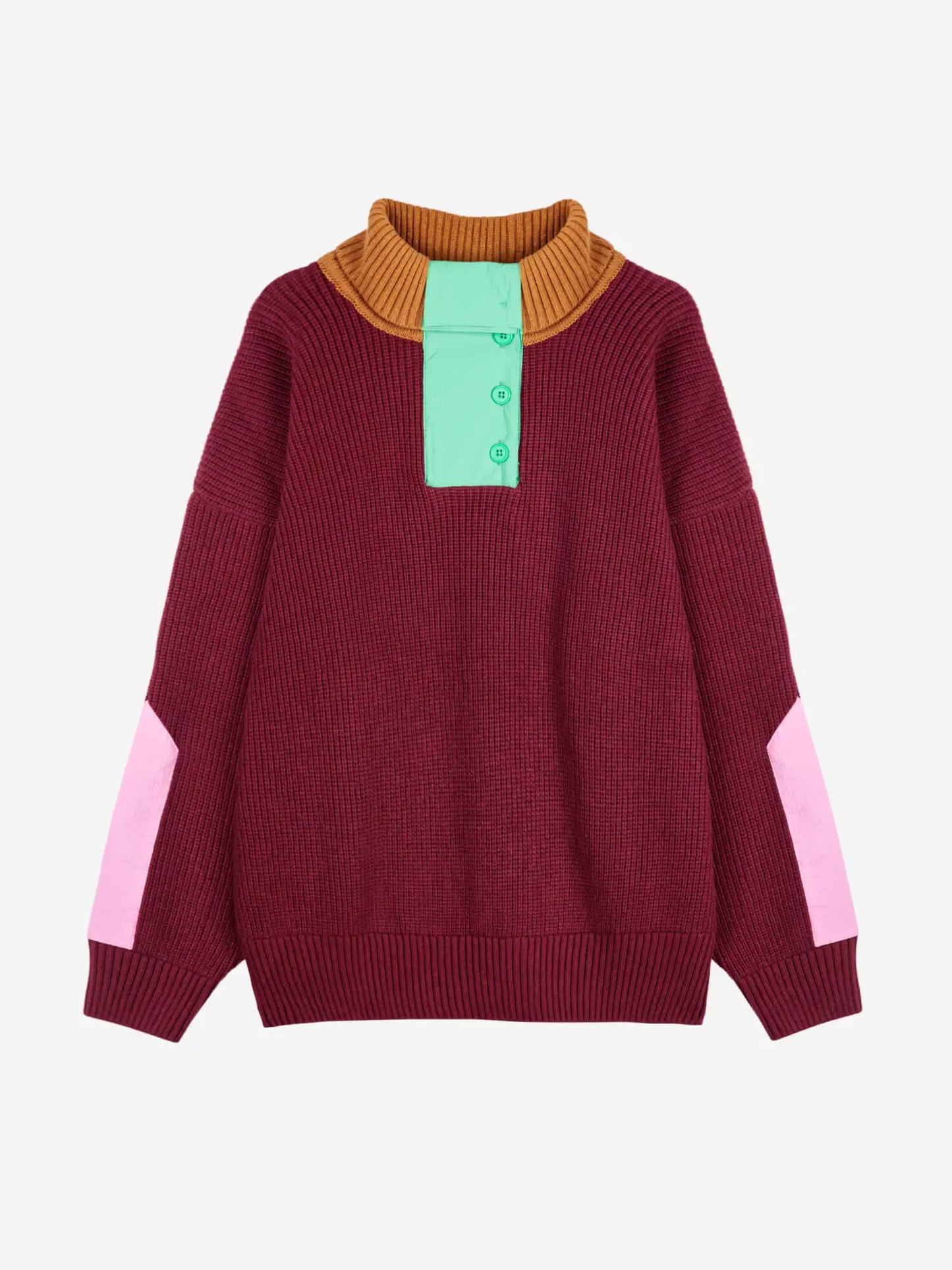 Bobo choses color block buttoned neck jumper