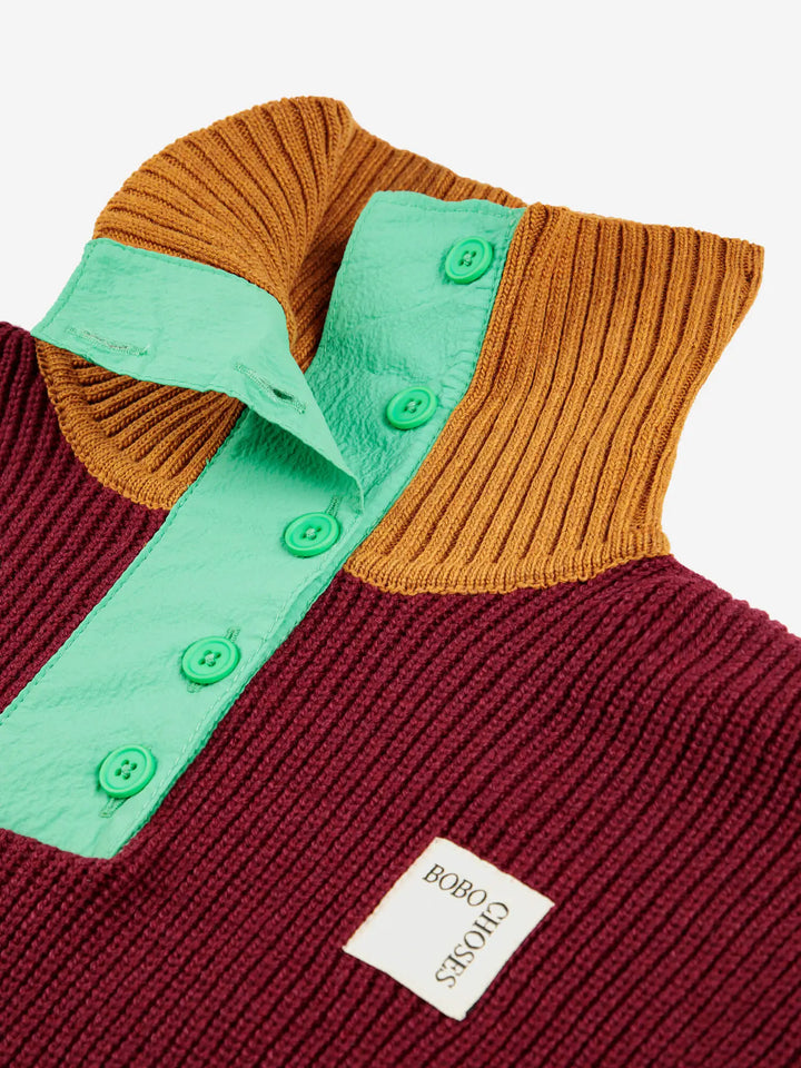 Jersei coll botonat Color Block Bobo Choses