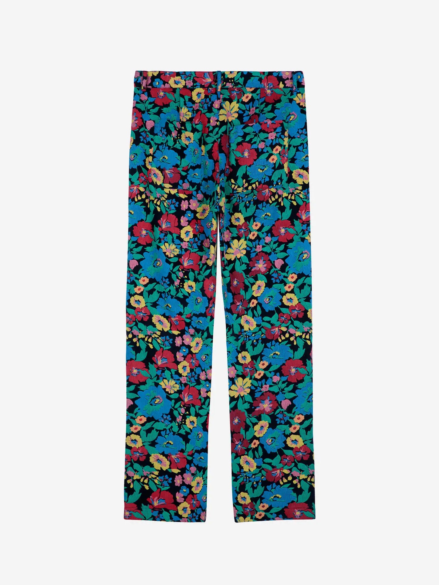 Floral woven straight pants