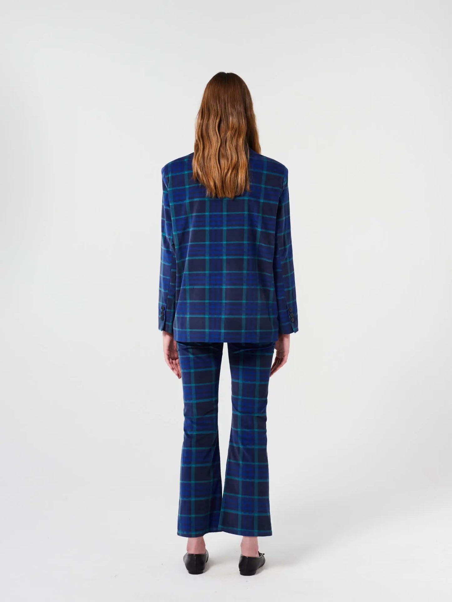 Multicolour check velvet blazer