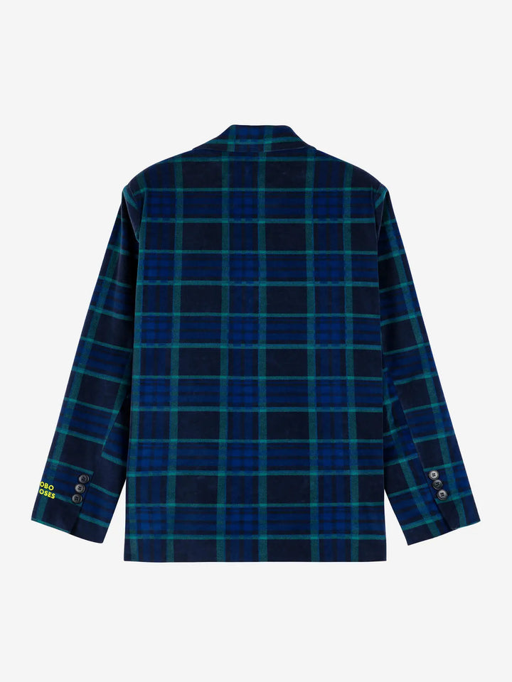 Blazer de terciopelo a cuadros multicolor