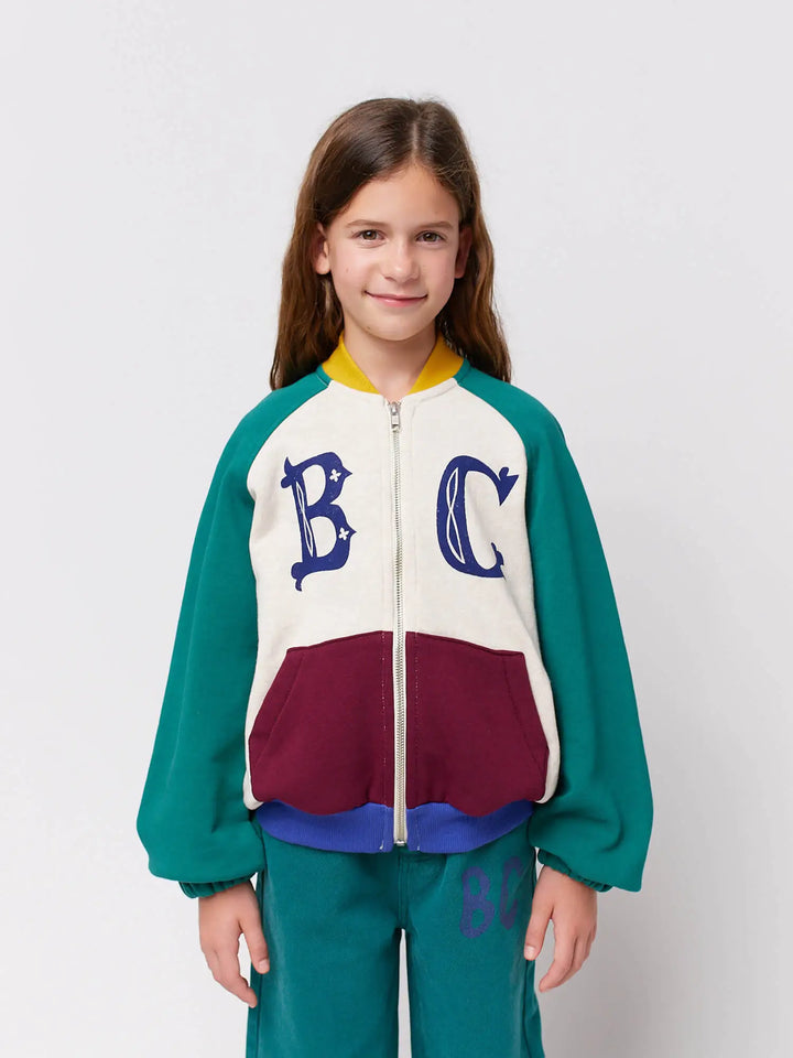 B.C vintage color block zipped sweatshirt