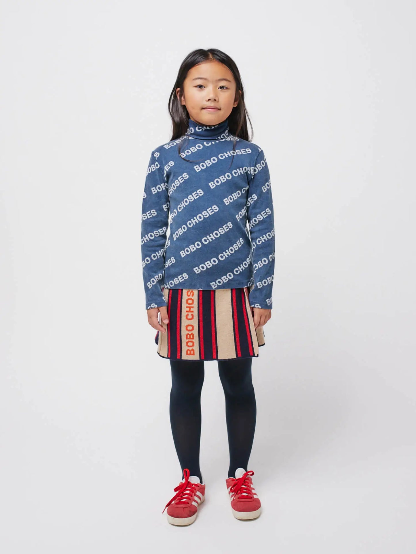 Bobo choses all over rib turtle neck T-shirt