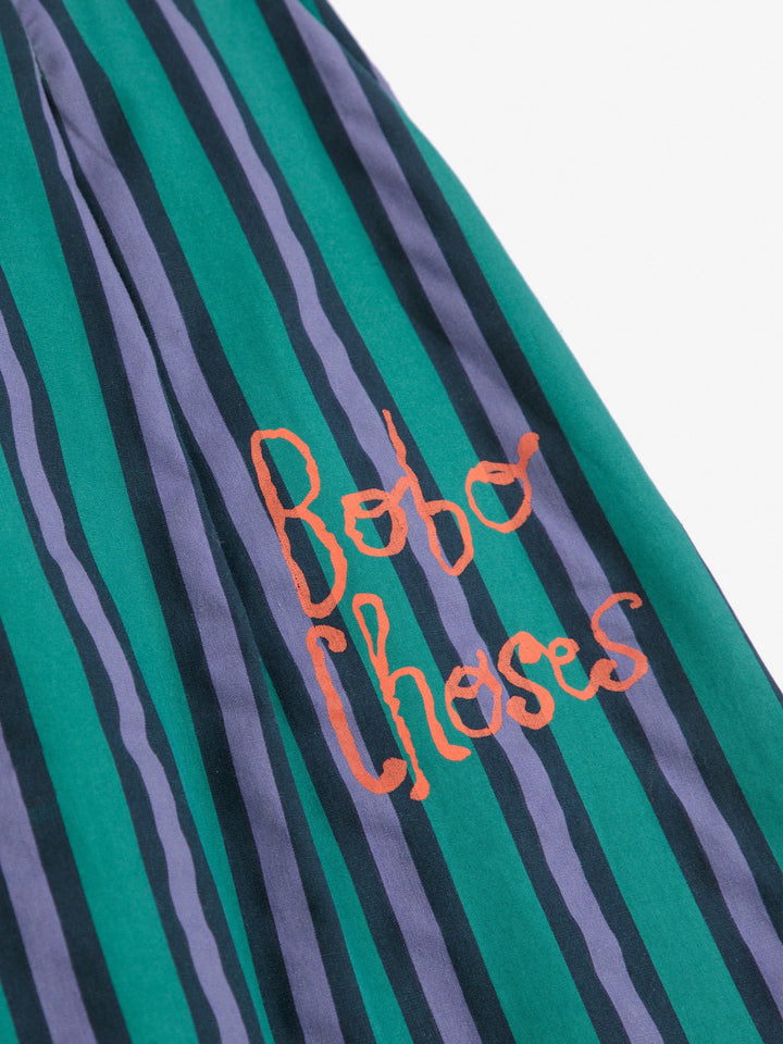 Pantaló de cama recta plisat de ratlles multicolor