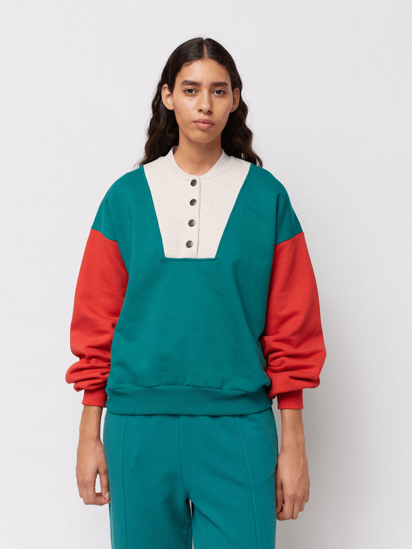 Sweatshirt mit überschnittenen Schultern Color Block