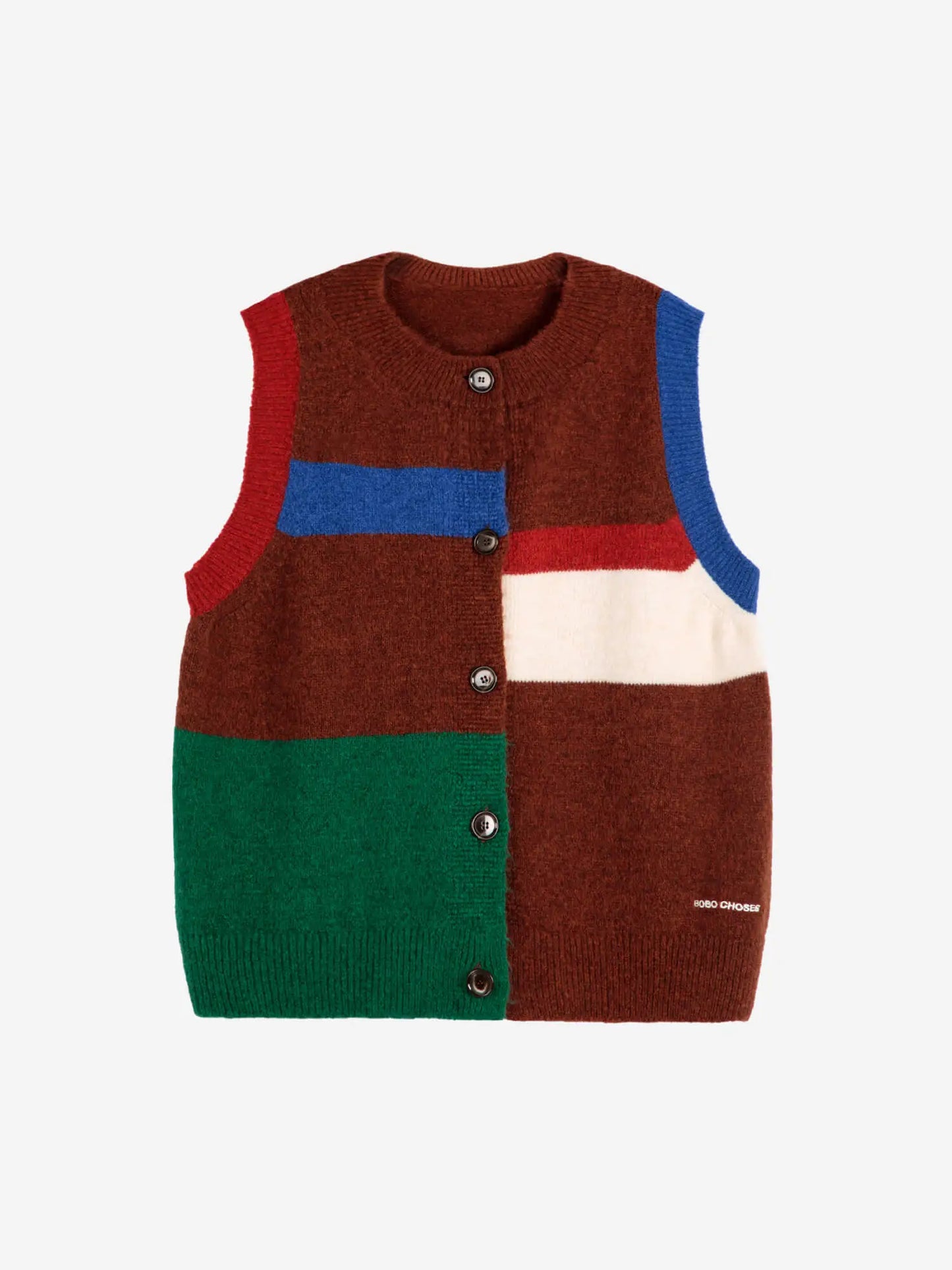 Gilet boutonné en tricot Color Block