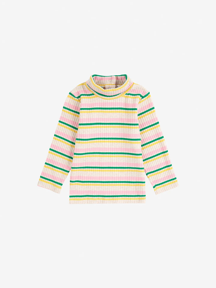 Striped turtle neck T-shirt
