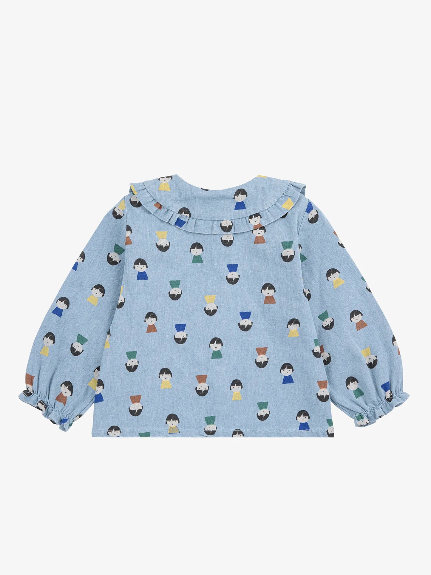 Game Pawns all over light denim blouse