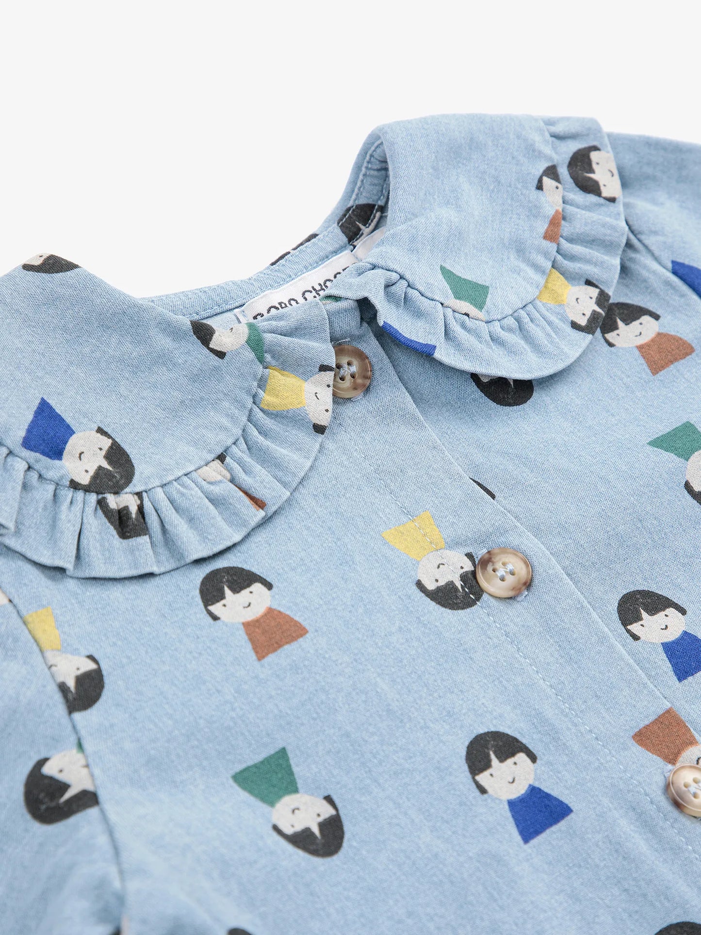 Game Pawns all over light denim blouse