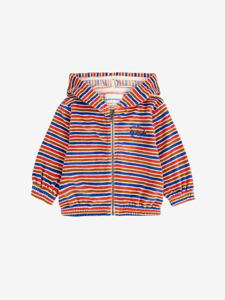 Have Fun striped zipped hoodie