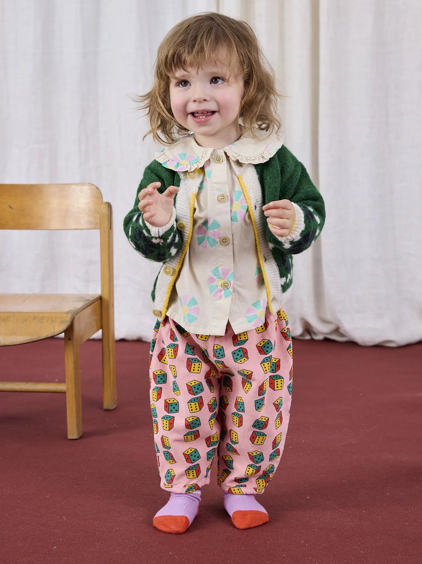 Dices all over micro corduroy pants