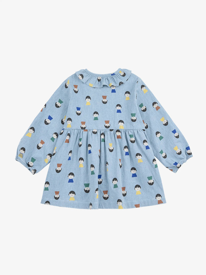 Game Pawns all over light denim dress