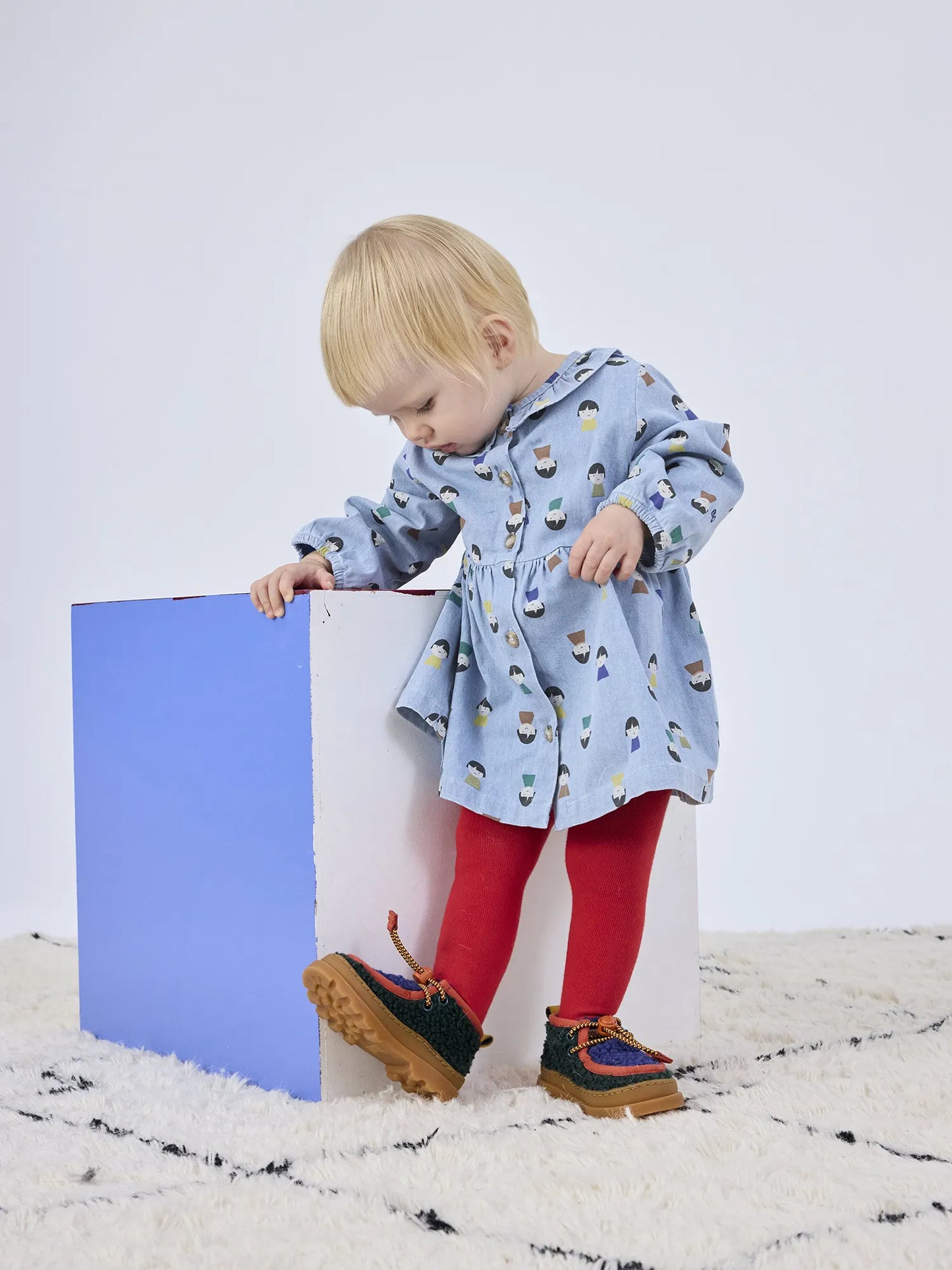 Game Pawns all over light denim dress