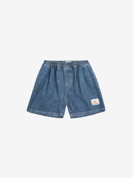 ●Bad Blue● Check Twin Bottons Shorts (Blue) Performance Mid Blue - Short - Blue Delta Jeans