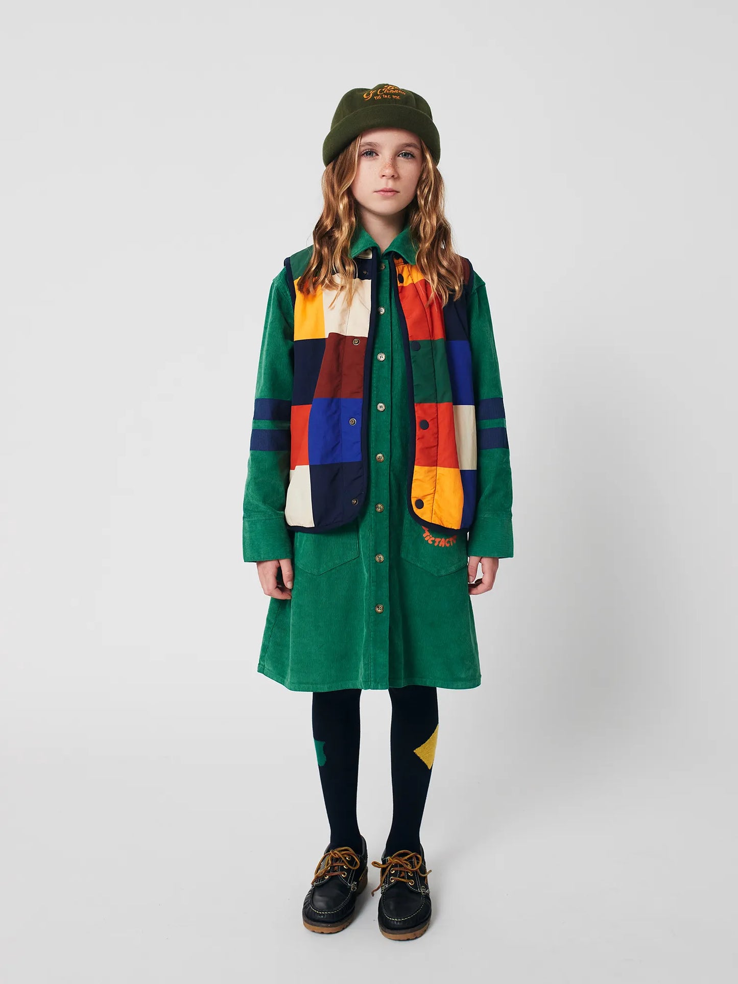 Tic Tac Toe corduroy shirt dress