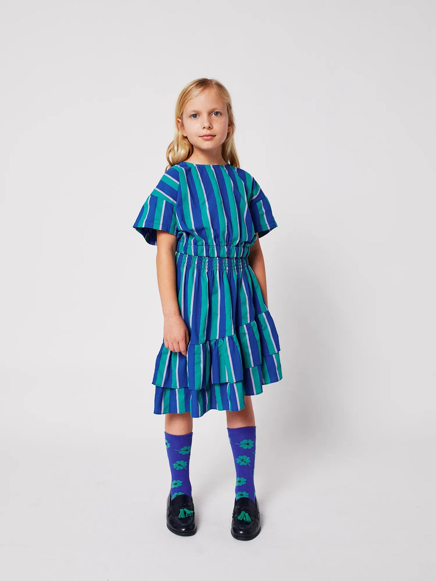 Striped woven midi skirt