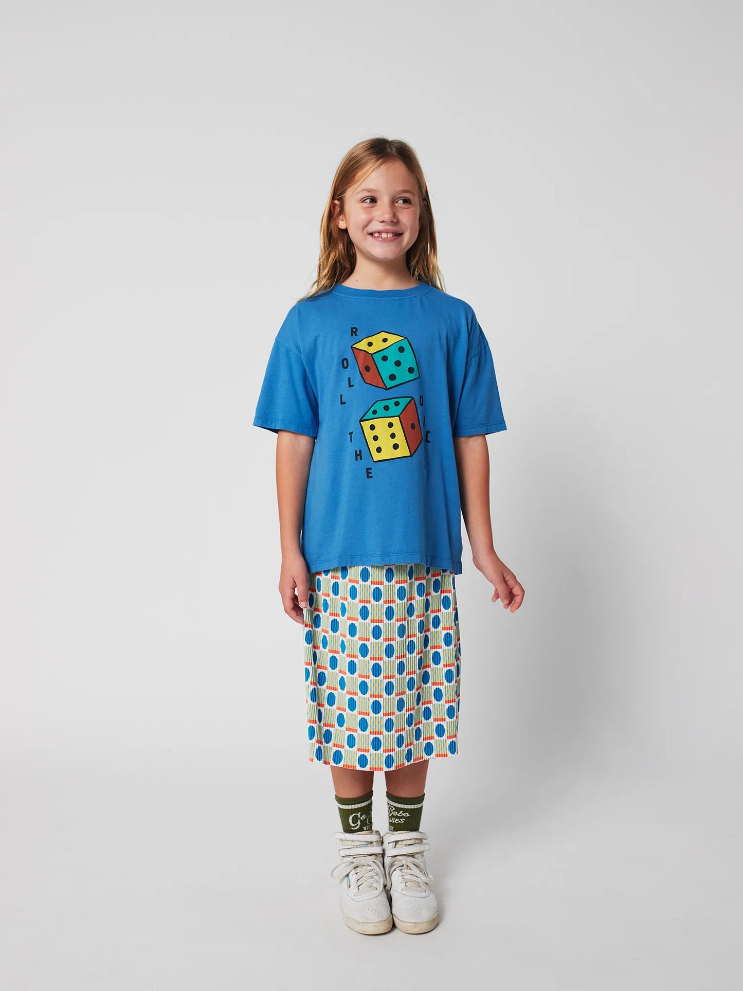Geometric Scacs over pencil pleated skirt