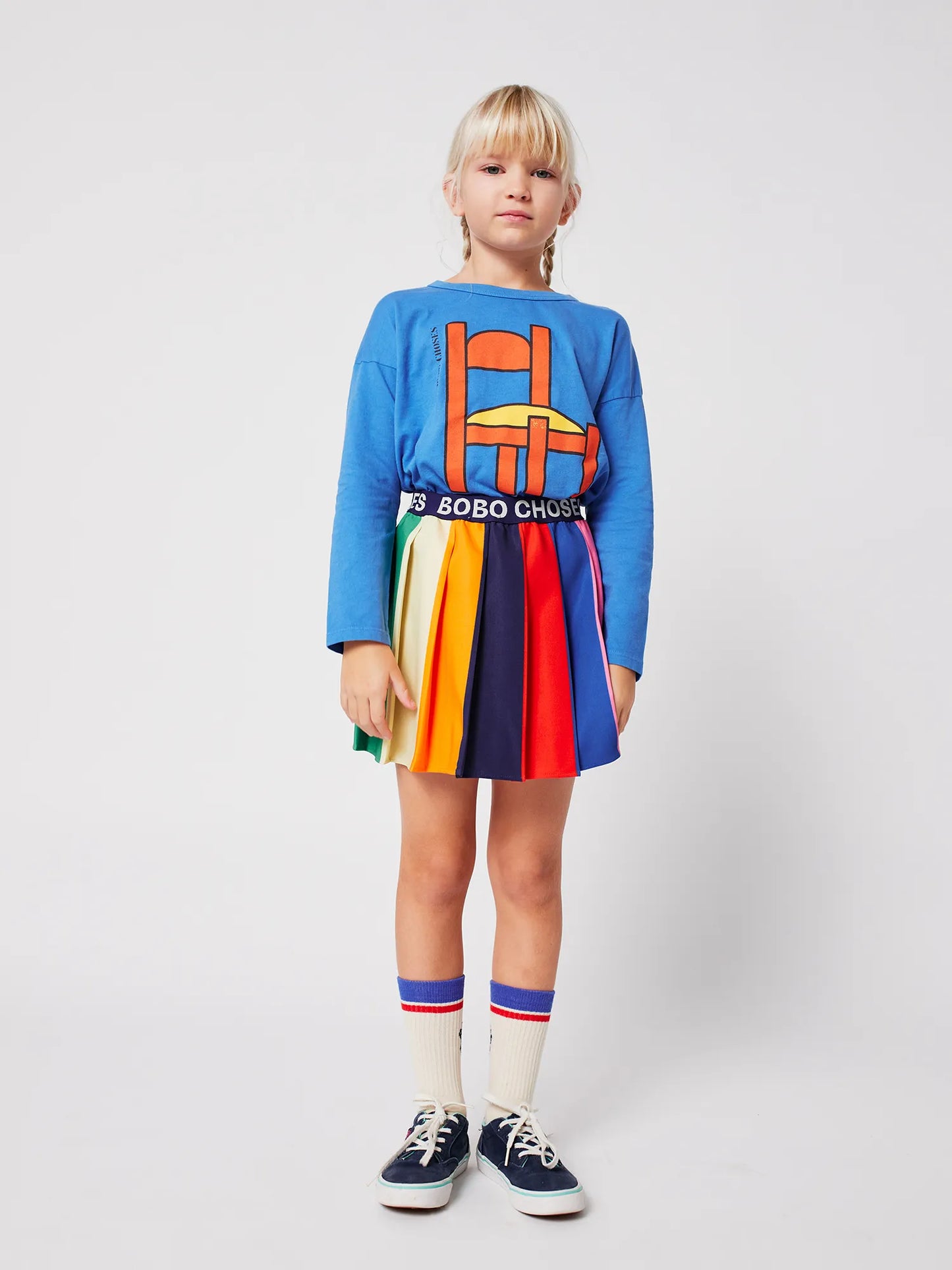 Bobo Color block pleated skirt