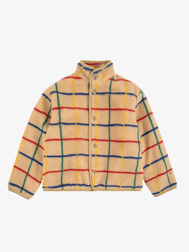 Color stripes sheepskin jacket