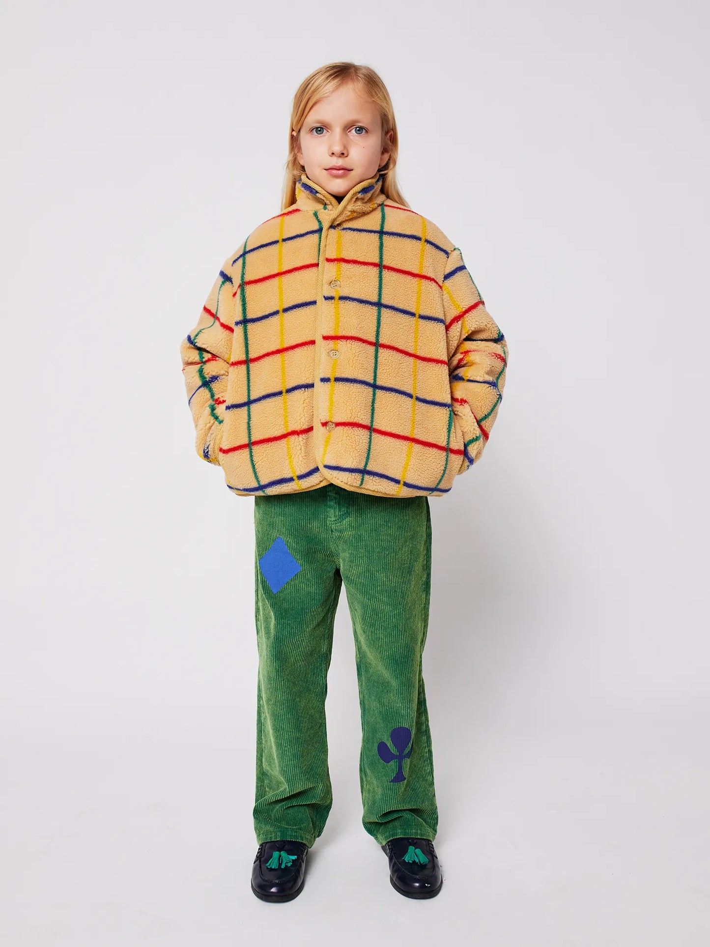 Color stripes sheepskin jacket