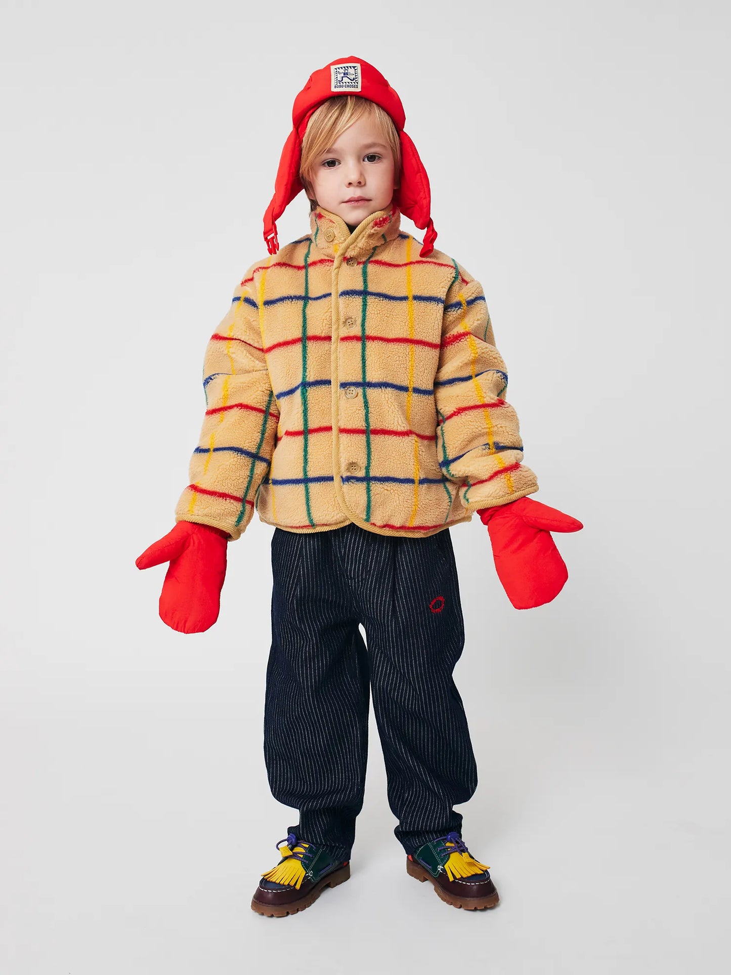 Color stripes sheepskin jacket